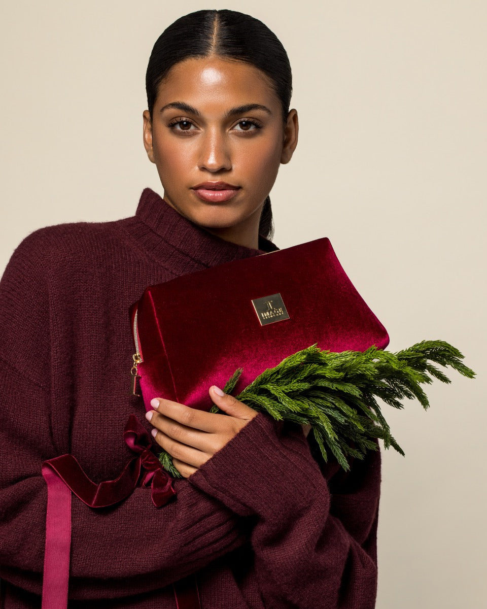 IMAGE Kosmetiktasche Samt Burgundy